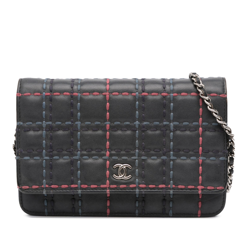 CC Square Stitched Calfskin Wallet on Chain