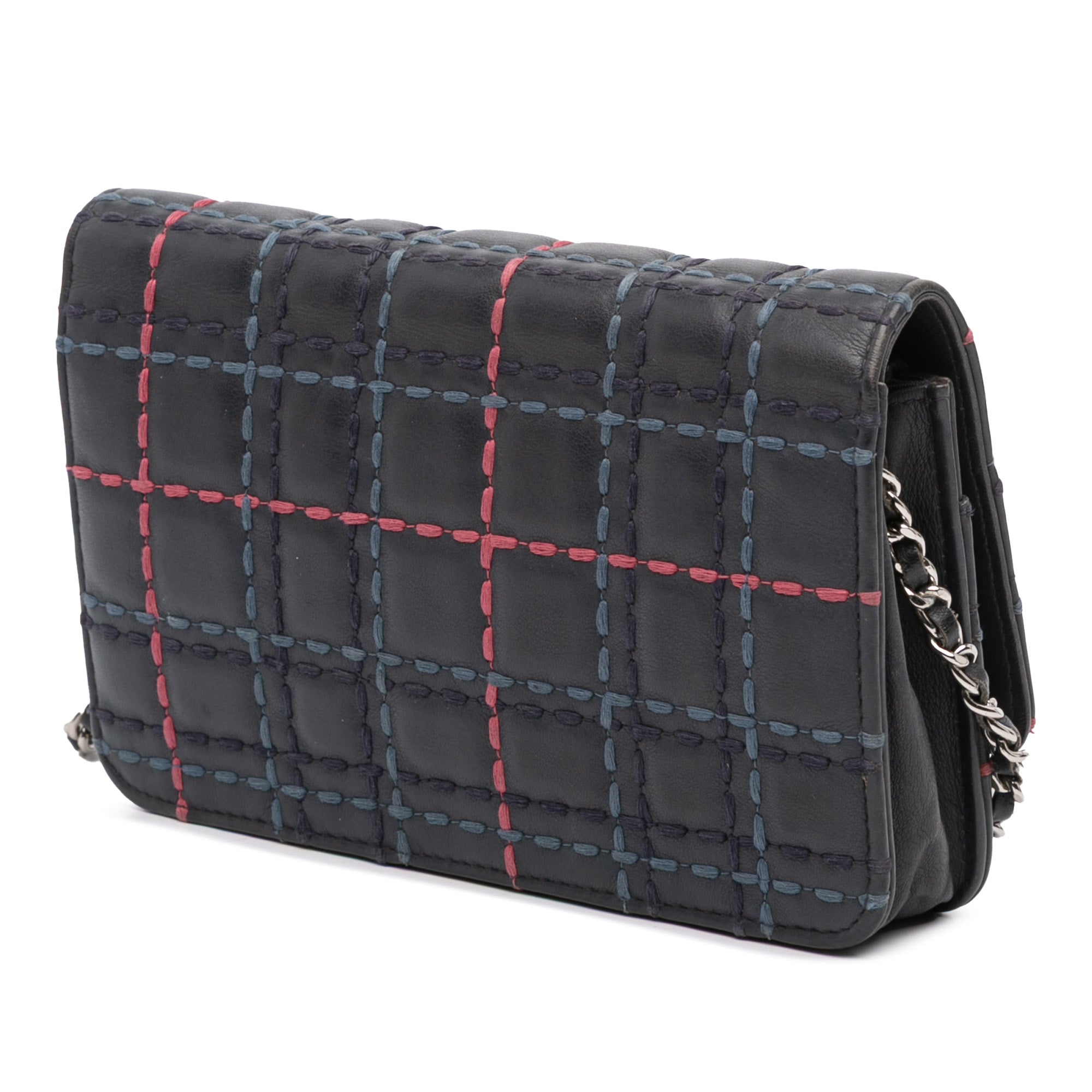 CC Square Stitched Calfskin Wallet on Chain - Image 2