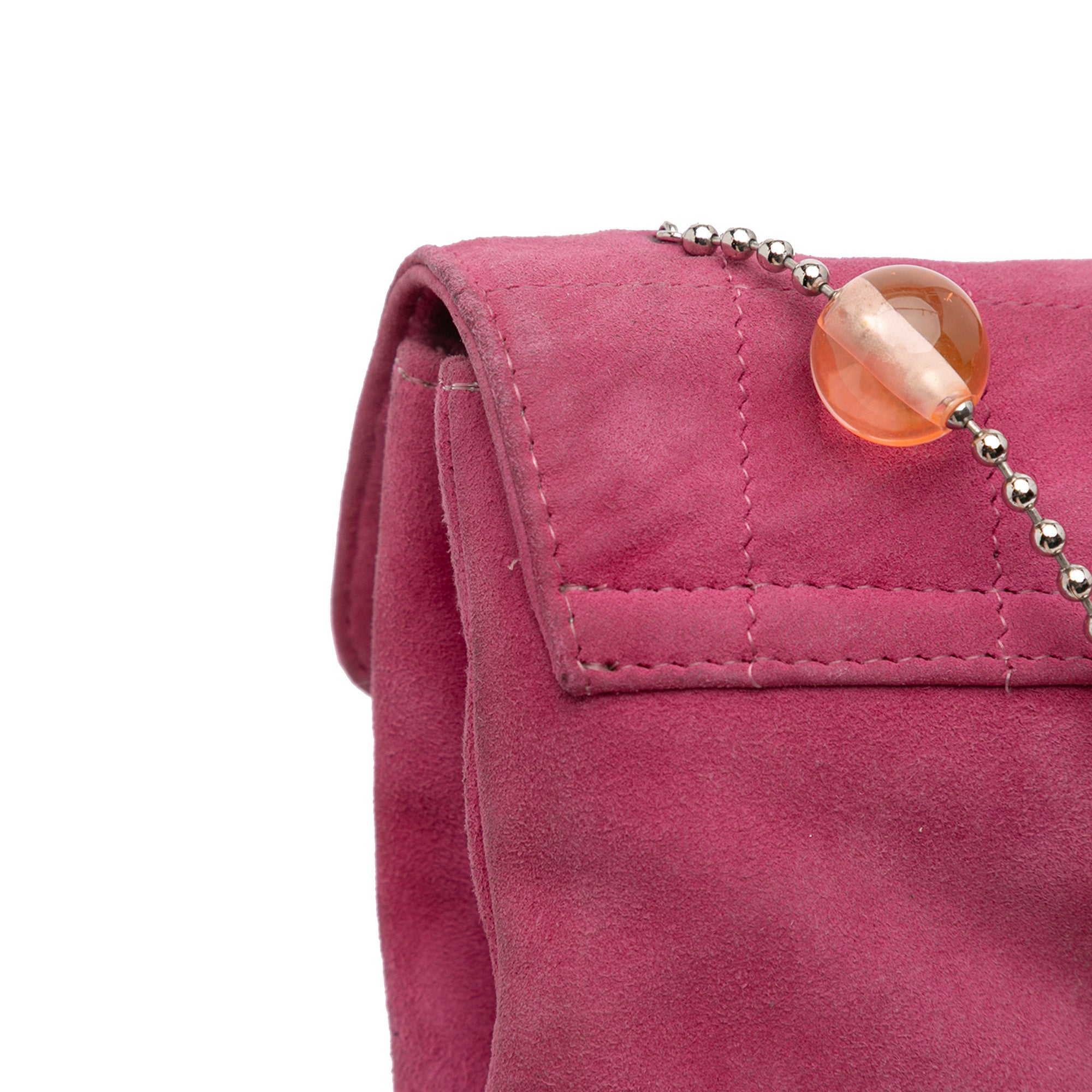 CC Choco Bar Suede Beaded Chain Flap - Image 10