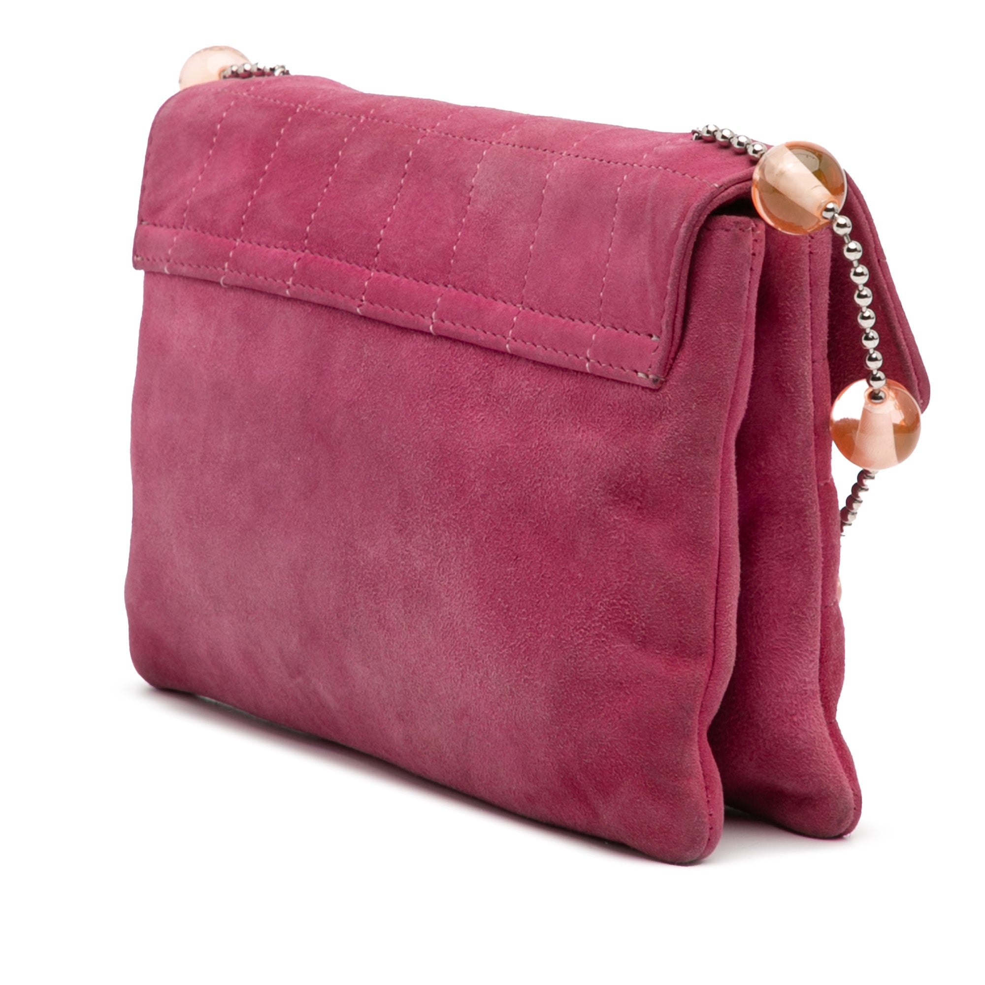 CC Choco Bar Suede Beaded Chain Flap - Image 2