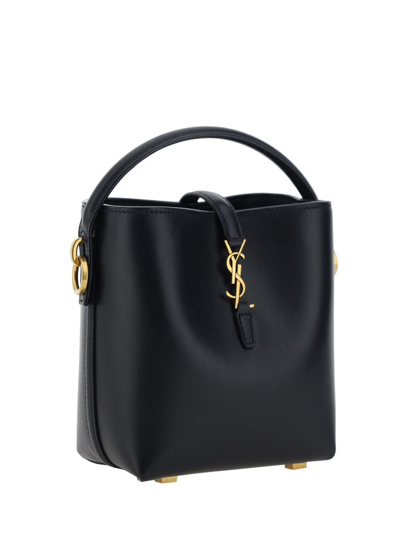 Saint Laurent Calf Leather Top Handle Shoulder Bag — Black