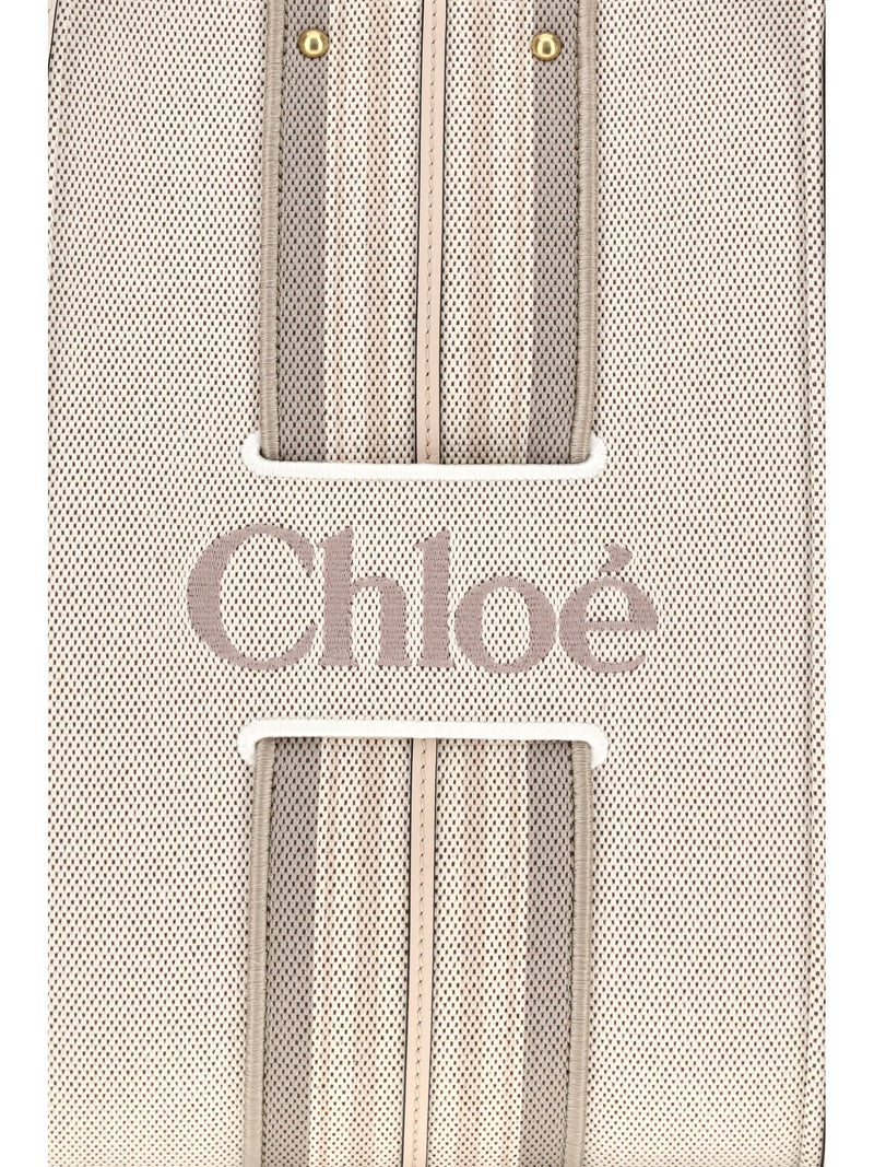 Chloé Woody Loop Tote Bag — Beige Cotton