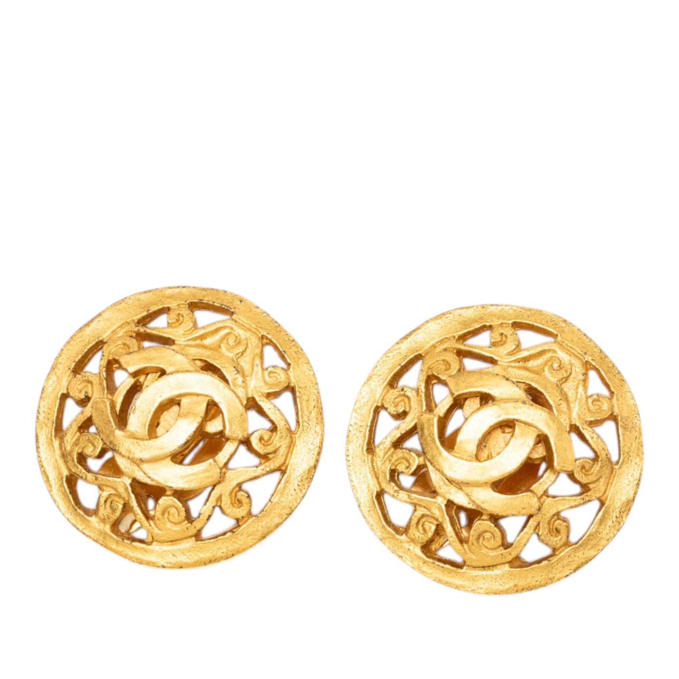 CC Gold Plated Arabesque Round Clip On Earrings - Image 1