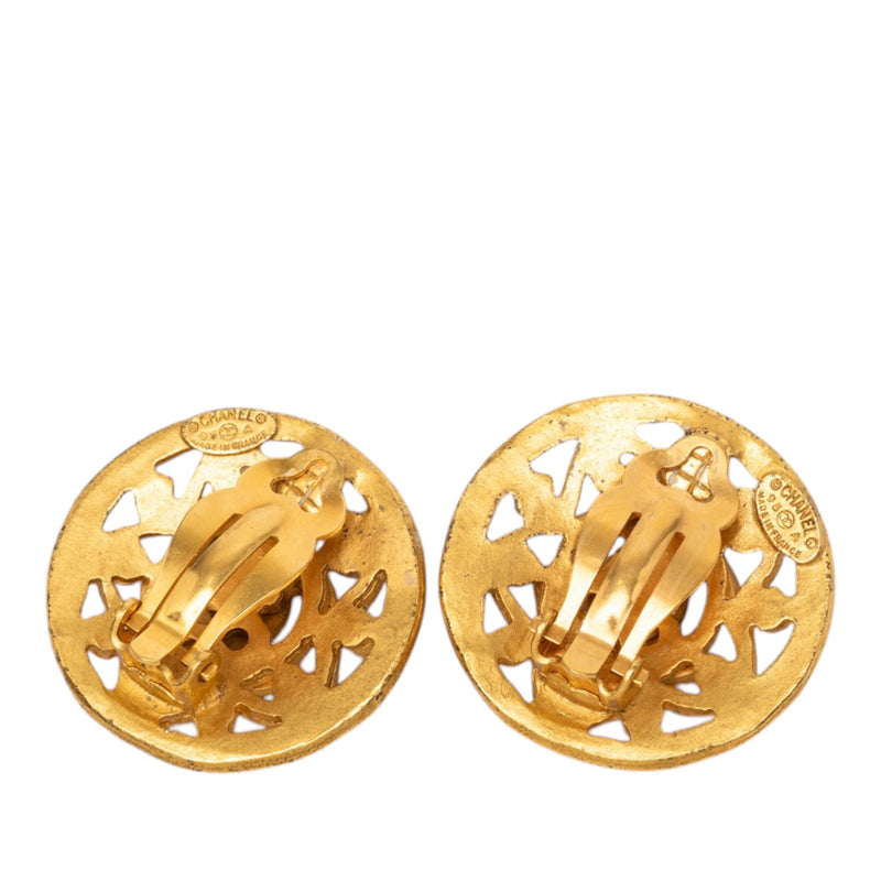 CC Gold Plated Arabesque Round Clip On Earrings - Image 2