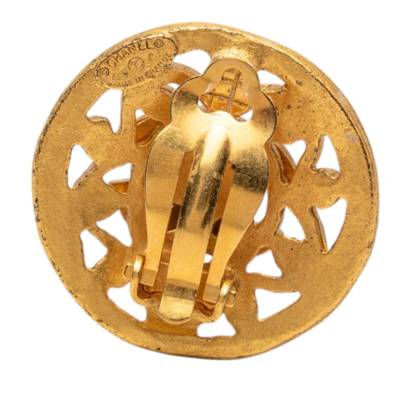CC Gold Plated Arabesque Round Clip On Earrings - Image 3
