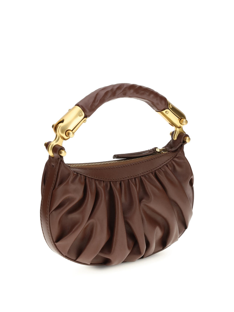 Balmain Top Handle Bag — Brown Calf Suede