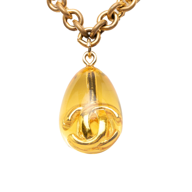 CC Gold Plated Resin Teardrop Pendant Necklace - Image 4