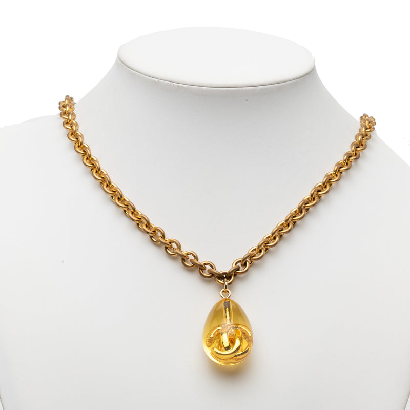 CC Gold Plated Resin Teardrop Pendant Necklace - Image 6