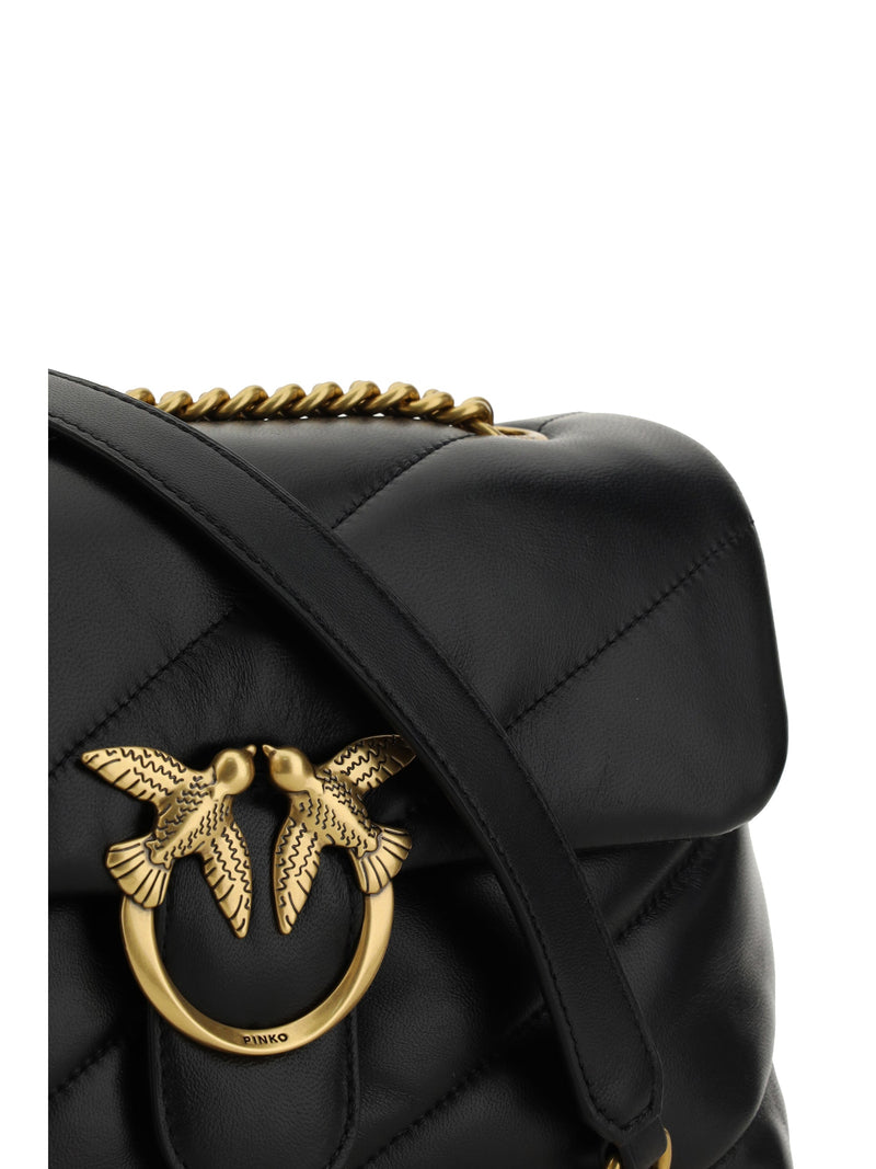 Pinko Love Shoulder Bag — Black Calf Leather