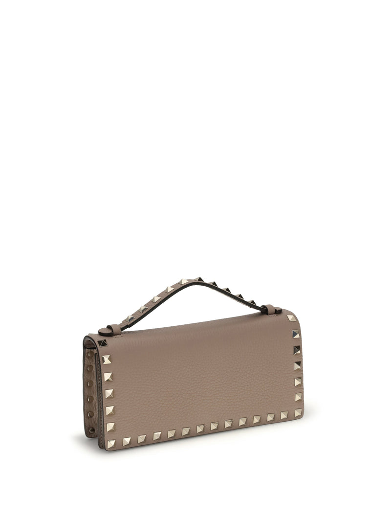 Valentino Garavani Rockstud Shoulder Bag — Beige Calf Leather