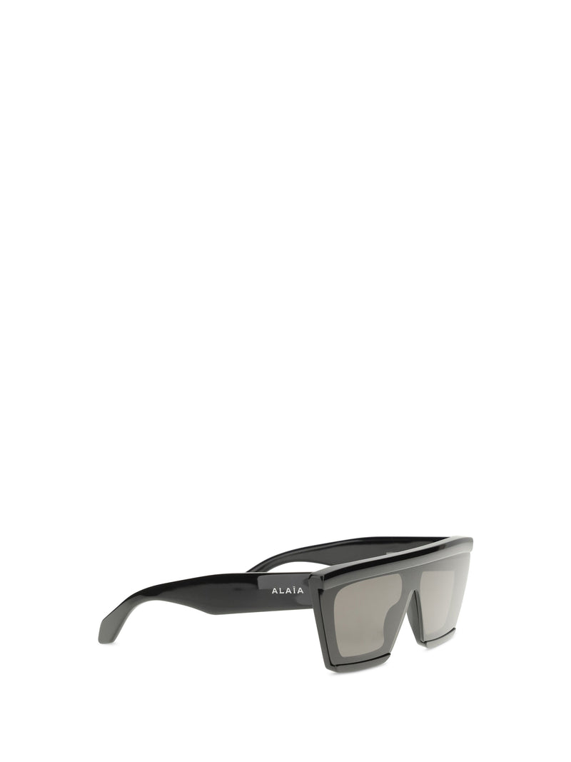 Alaïa Aa4e7010s001 Tapered Rectangular Acetate Mask Sunglasses — Black