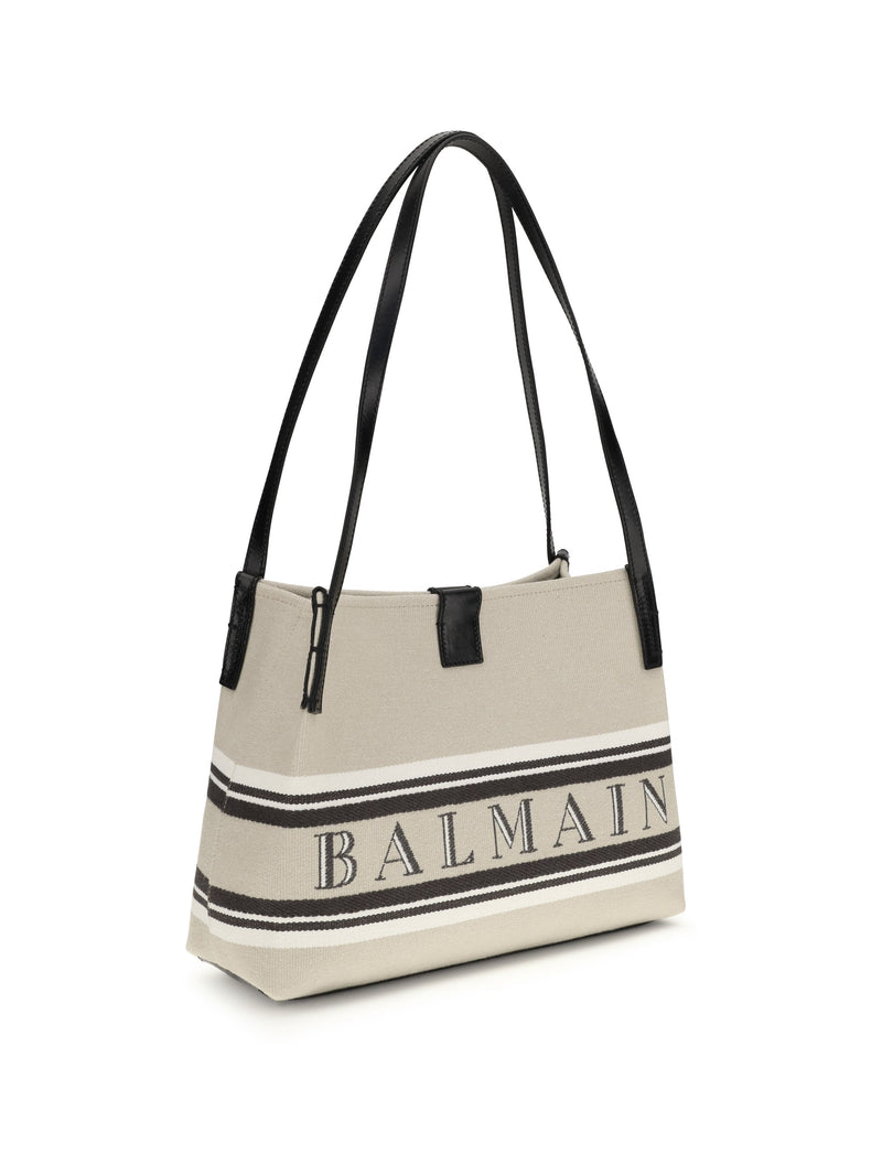 Balmain Shoulder Bag — Beige Cotton