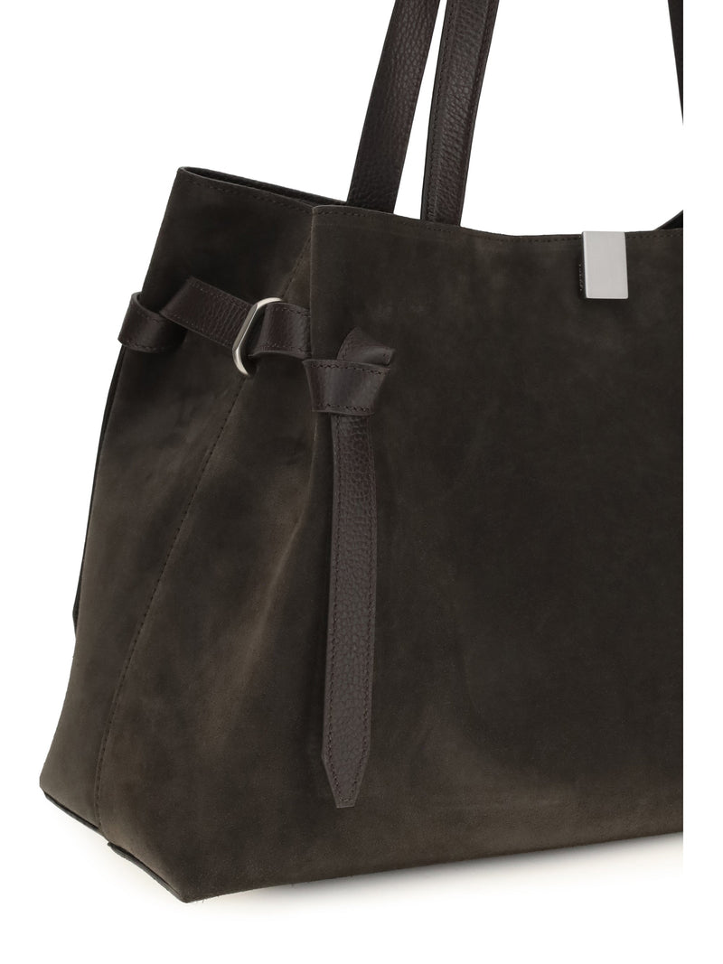 Yuzefi Gyoza Shoulder Bag — Brown Suede