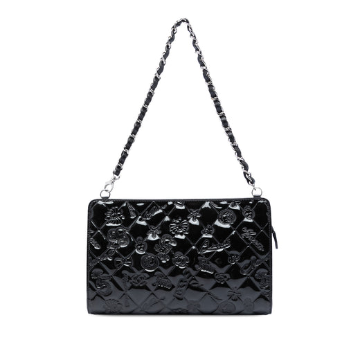 Quilted Patent Embossed Lucky Symbols Pochette - Image 1