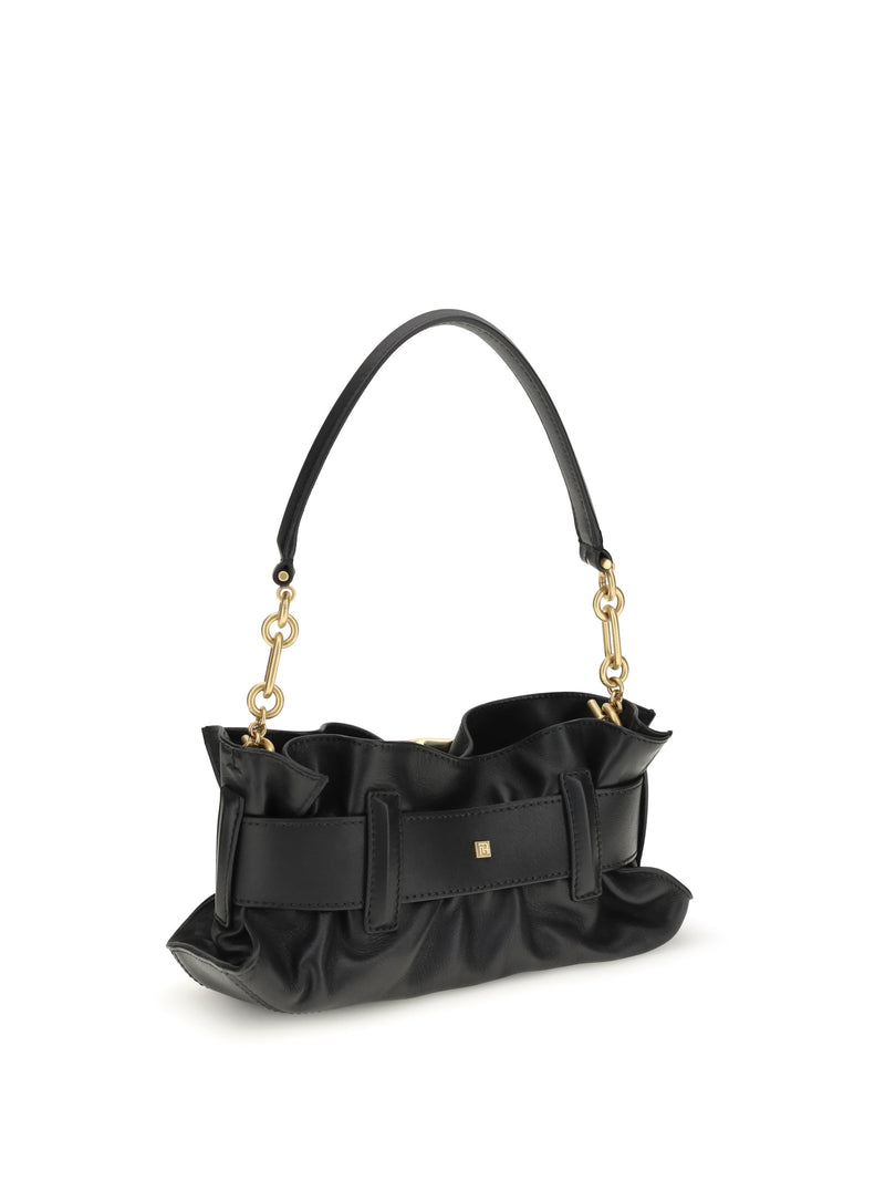 Balmain Shoulder Bag — Black Calf Suede