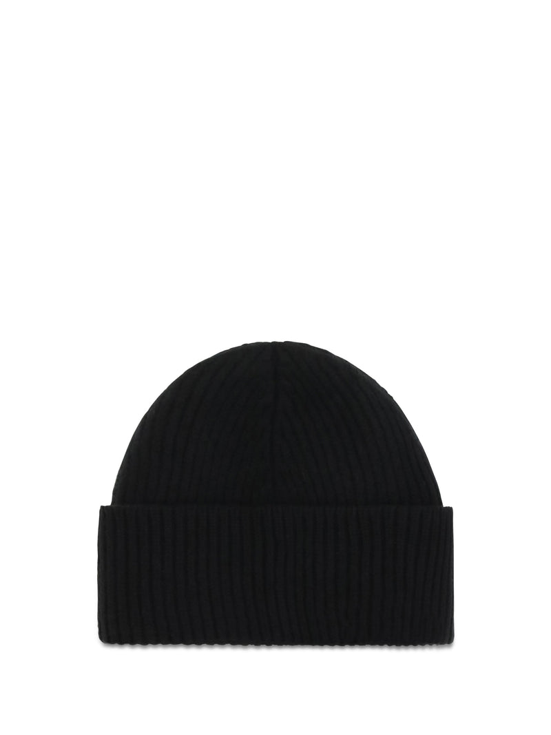 Ami Paris Bfuha116018 Beanie — Black Merino Wool Ovis Aries Beanies