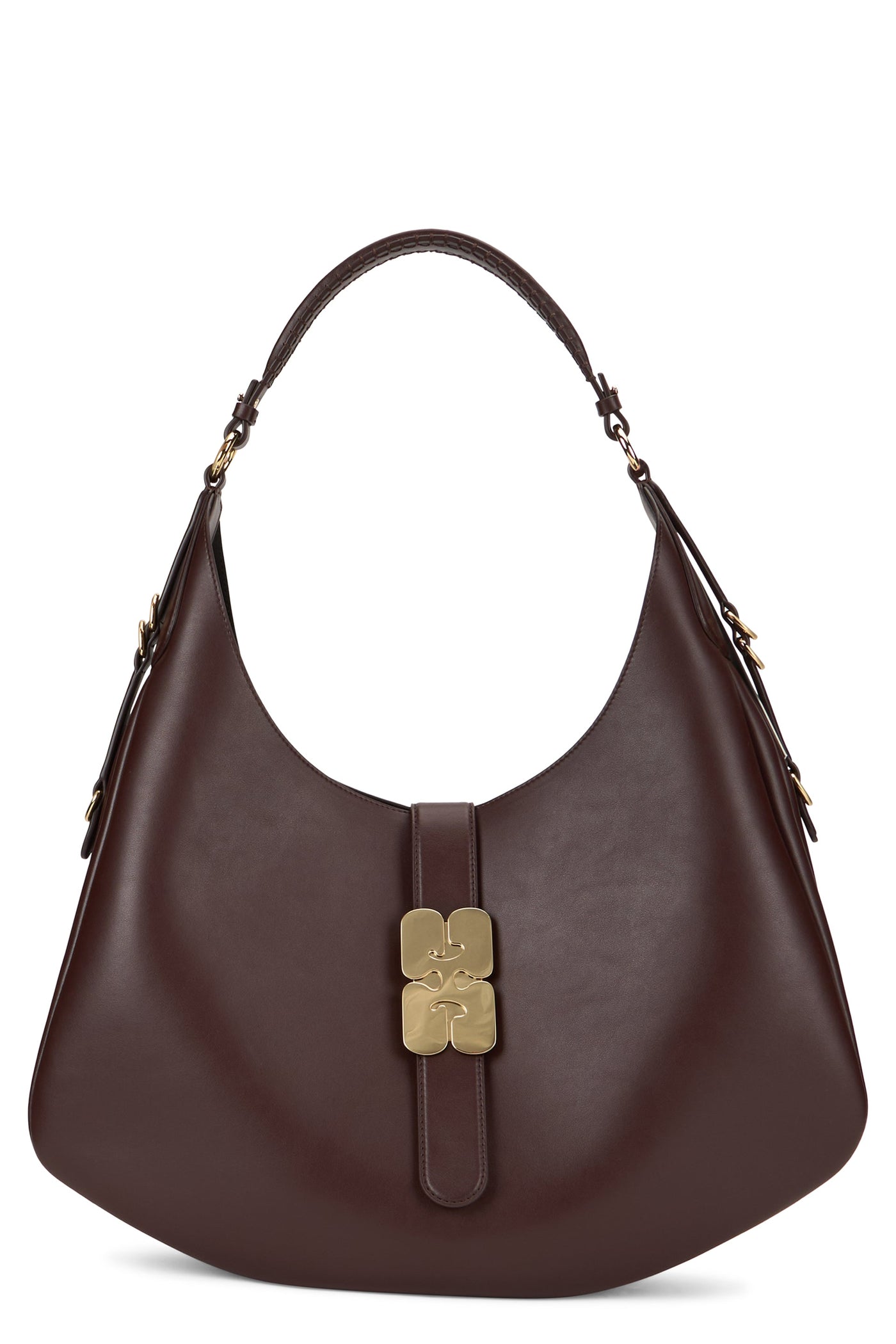 Ganni Calfskin Shoulder Bag — Brown