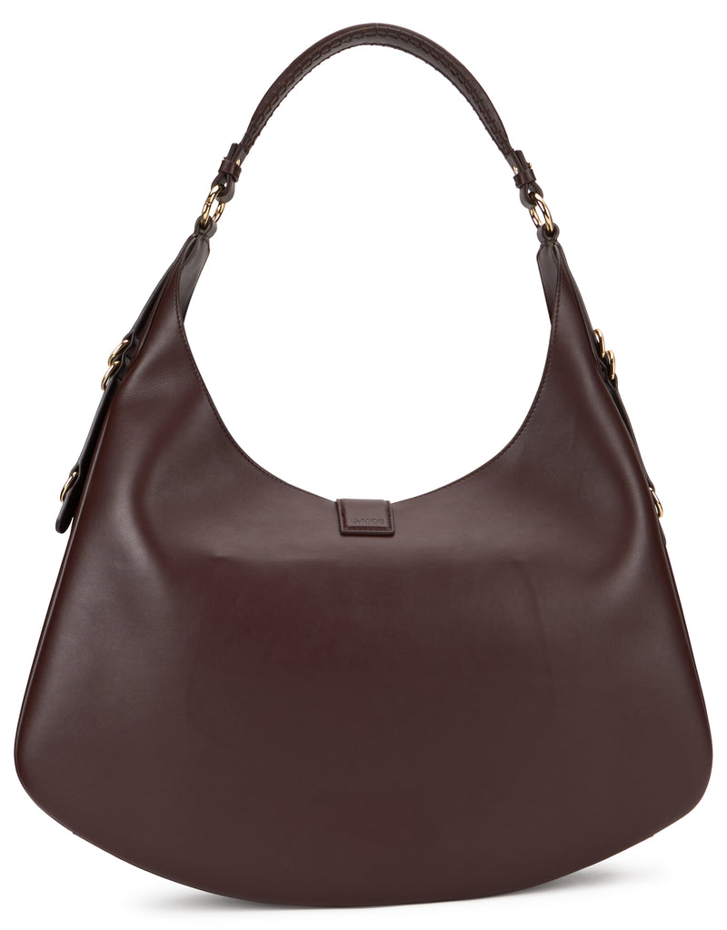 Ganni Calfskin Shoulder Bag — Brown
