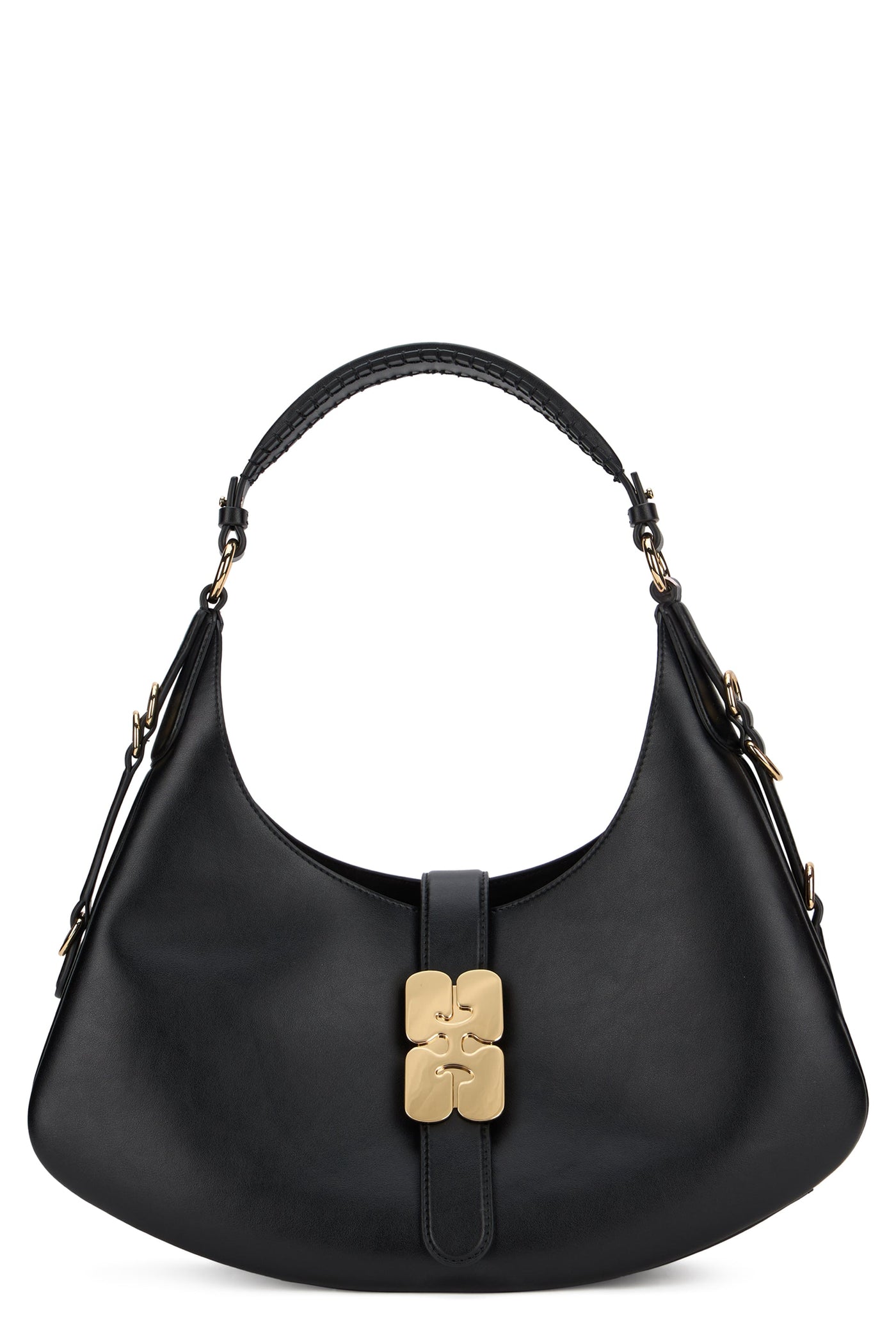 Ganni Kat Shoulder Bag — Black Lambskin Leather
