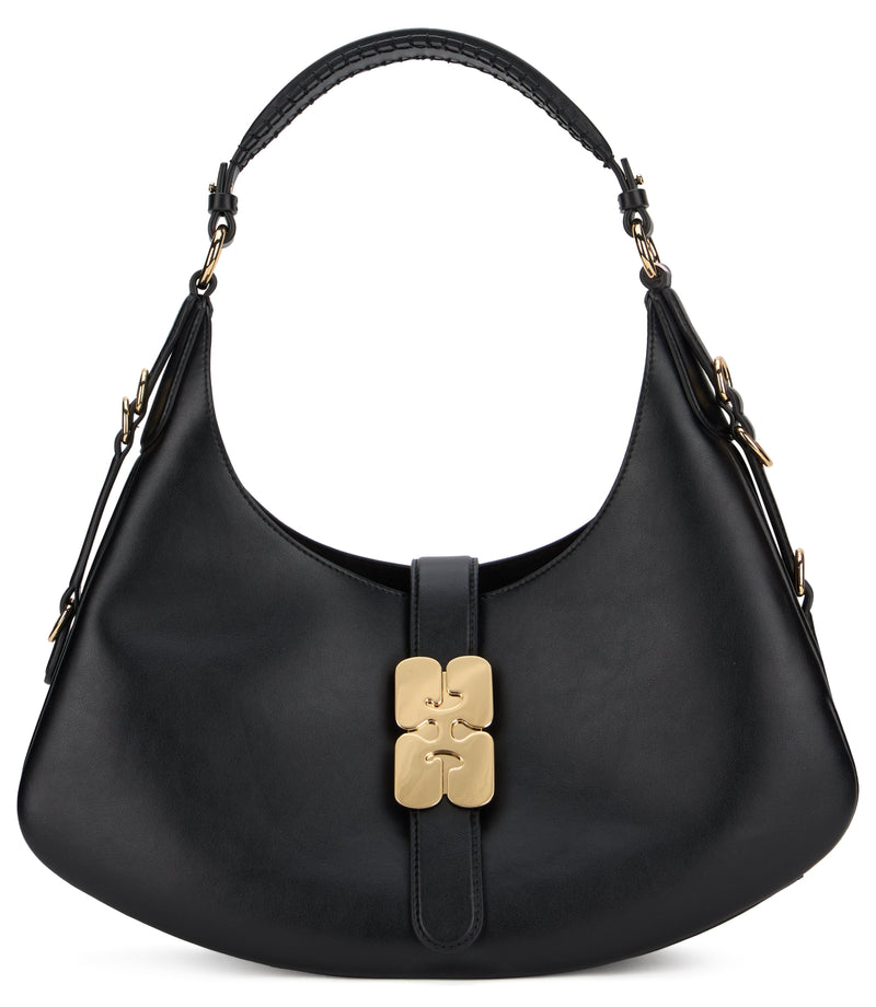 Ganni Kat Shoulder Bag — Black Lambskin Leather