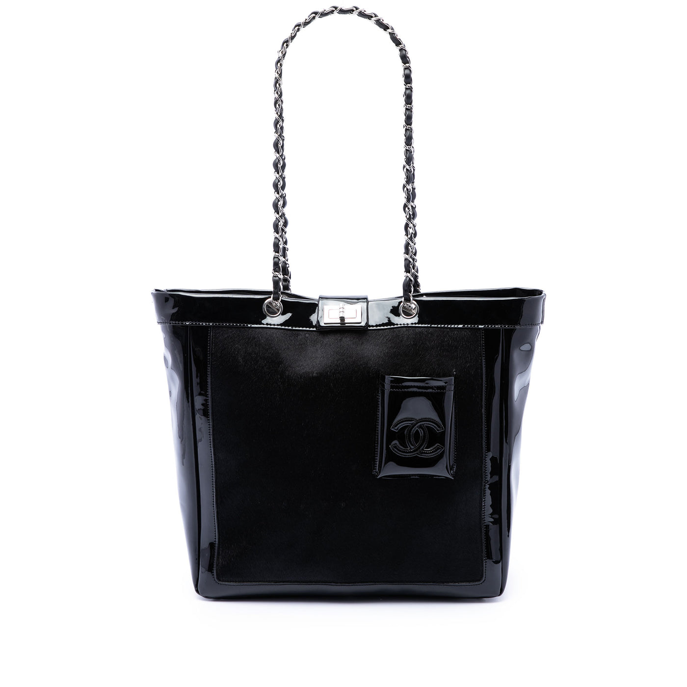 Pony Hair and Patent Mademoiselle Turnlock Tote - Image 1