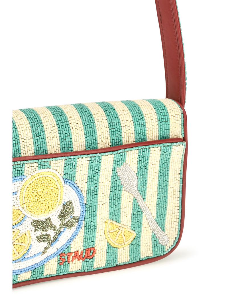 Staud Tommy Shoulder Bag — Green Rayon