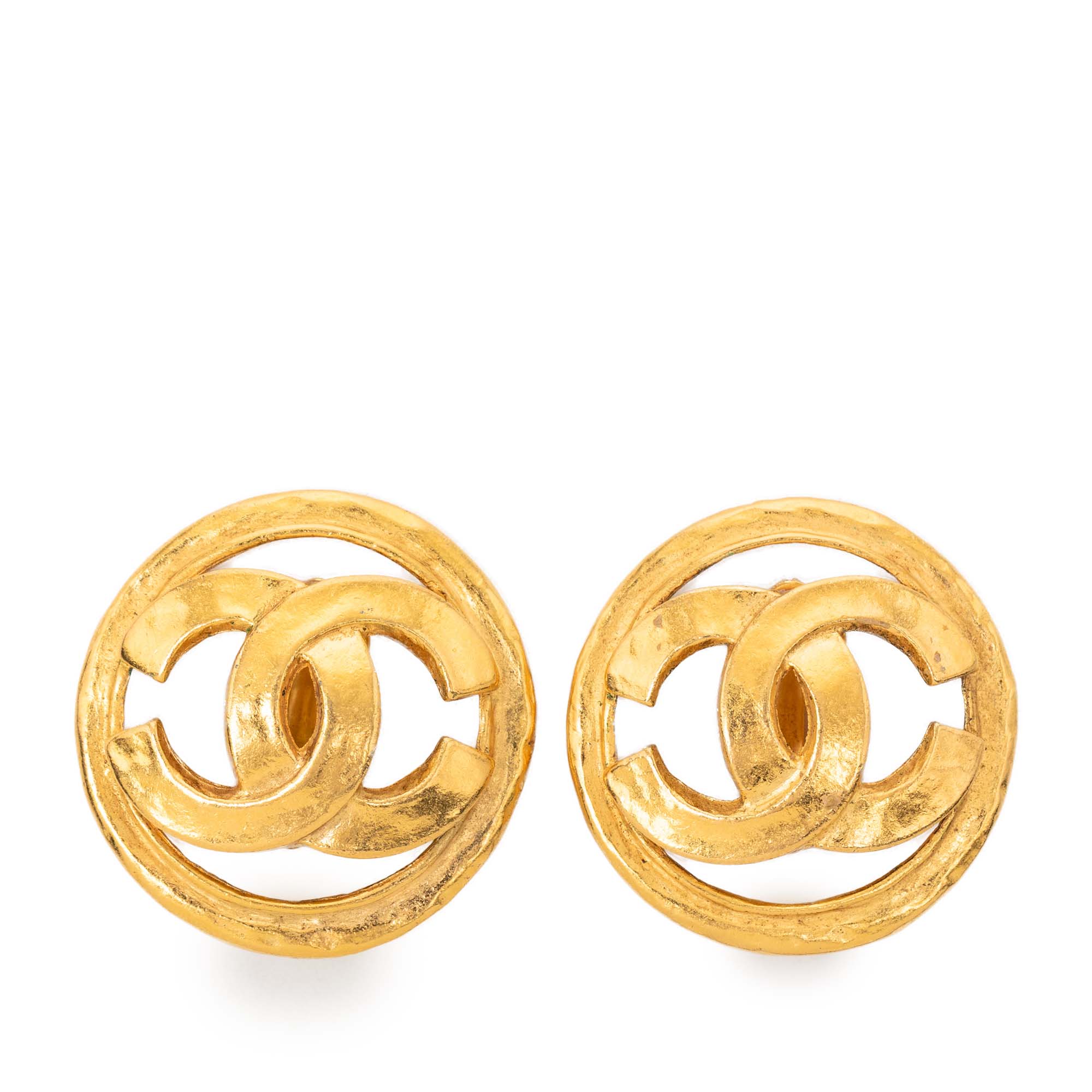 CC Gold Plated Round Clip on Earrings - Image 1