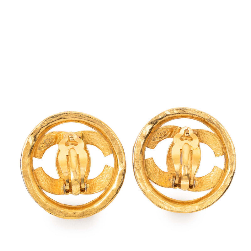 CC Gold Plated Round Clip on Earrings - Image 2