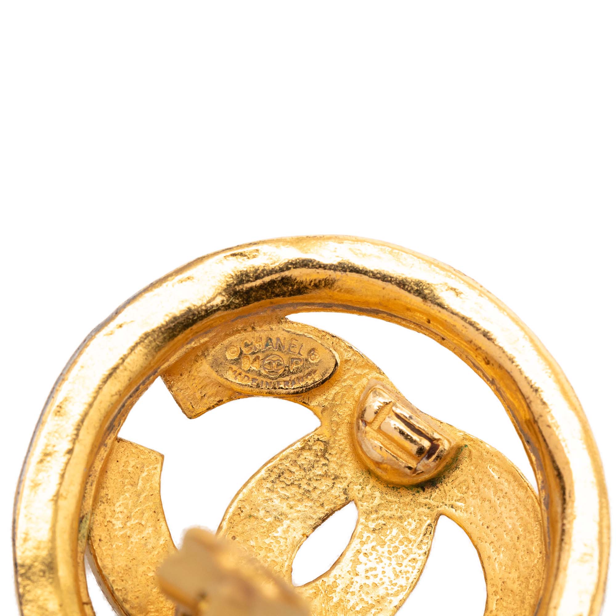 CC Gold Plated Round Clip on Earrings - Image 3