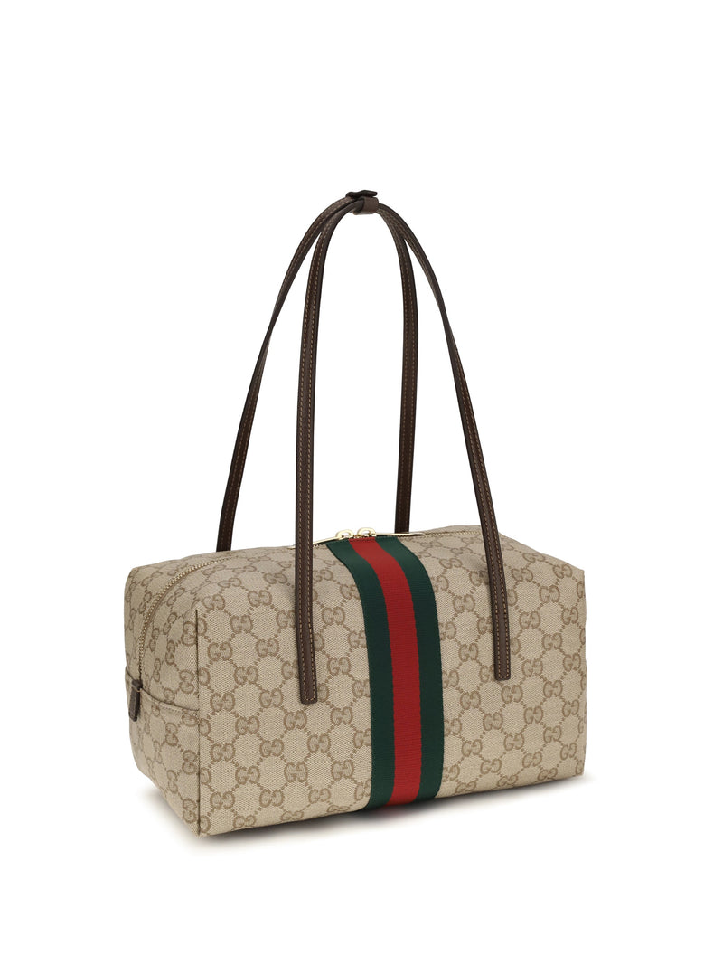 Gucci Boston Melrose Shoulder Bag — Beige Cotton; Linen; Polyurethane