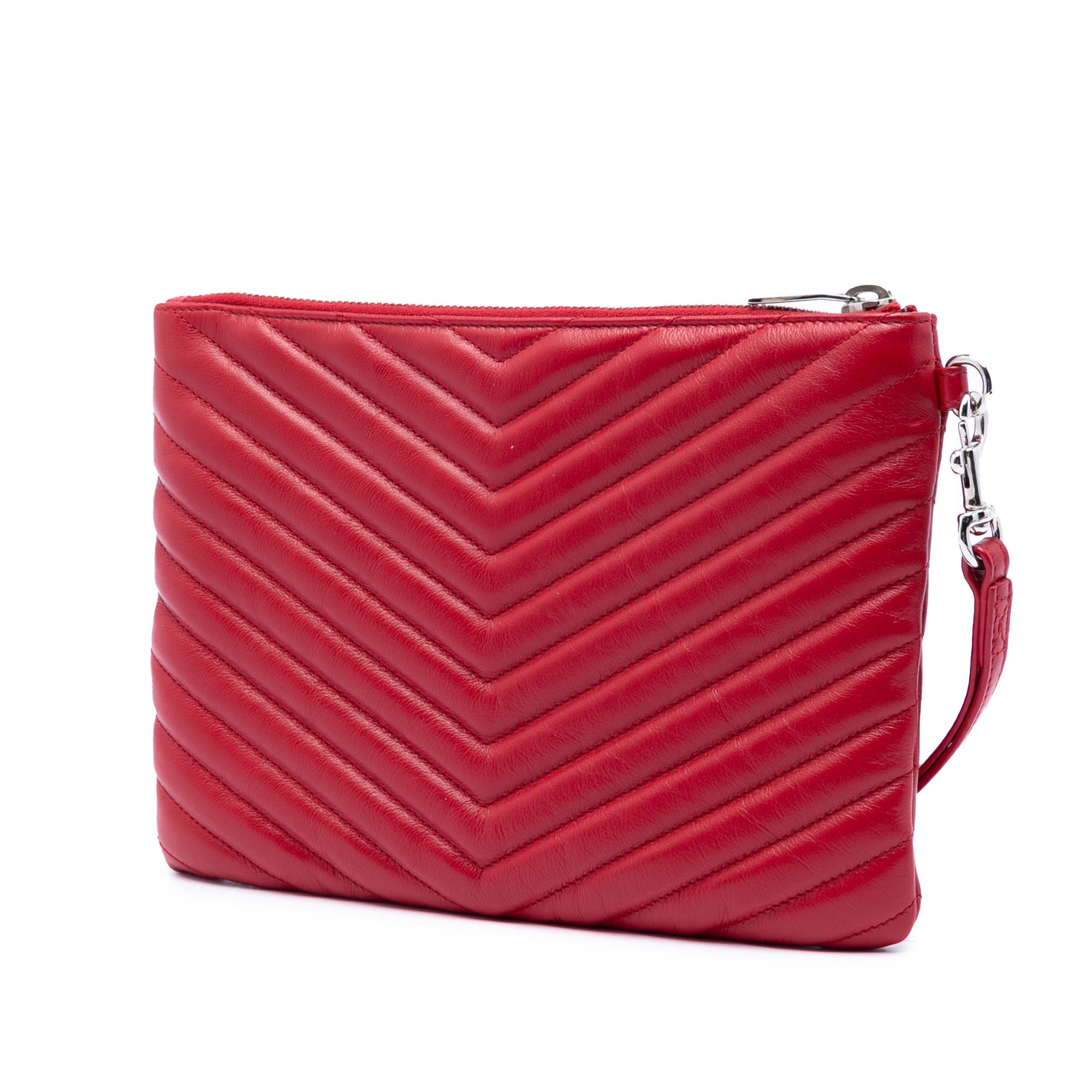 Chevron Leather Monogram Zip A5 Wristlet Pouch - Image 2