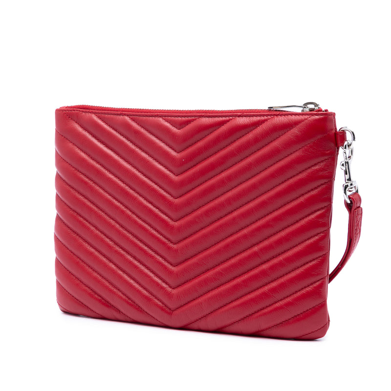 Chevron Leather Monogram Zip A5 Wristlet Pouch - Image 2