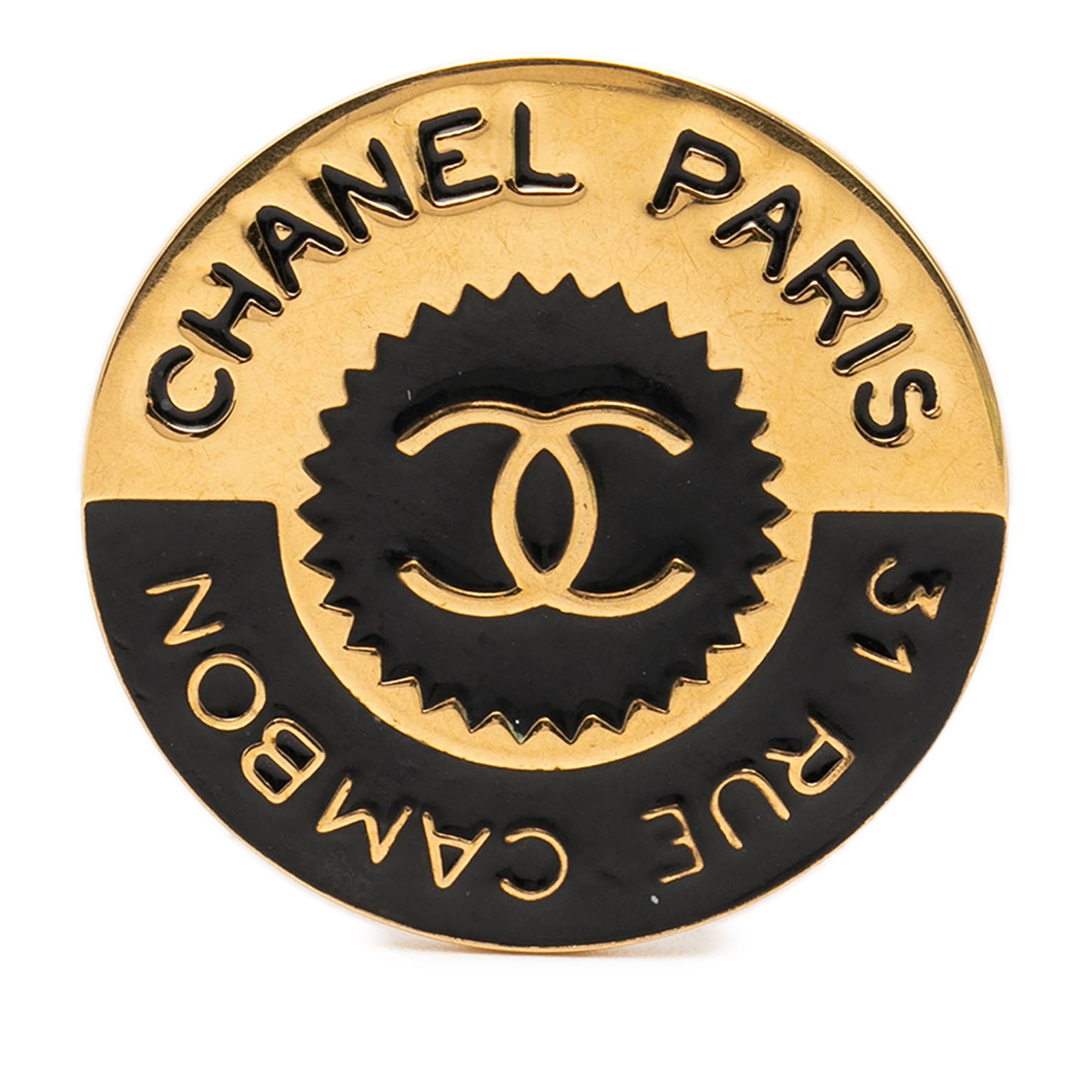 CC Gold Plated Enamel 31 Rue Cambon Brooch - Image 1