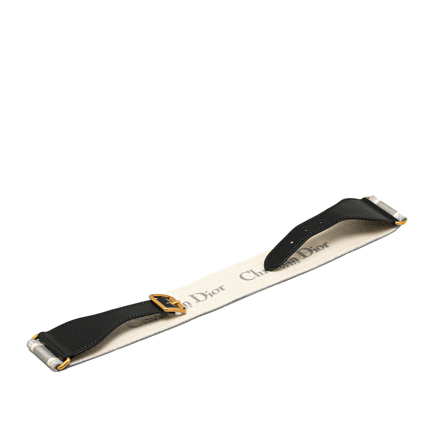 Leather and Canvas Embroidered Logo Belt - Image 1