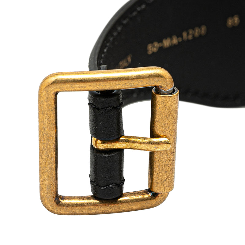 Leather and Canvas Embroidered Logo Belt - Image 6