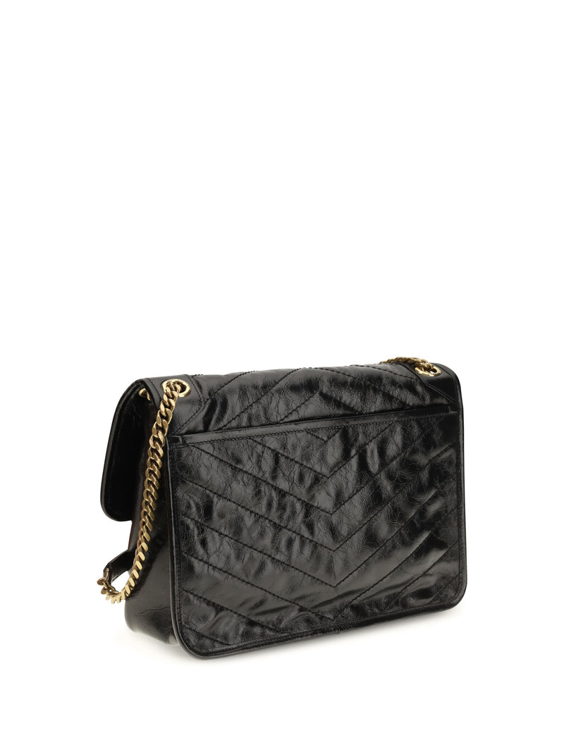 Saint Laurent Niki Shoulder Bag — Black Calf Leather Bos Taurus