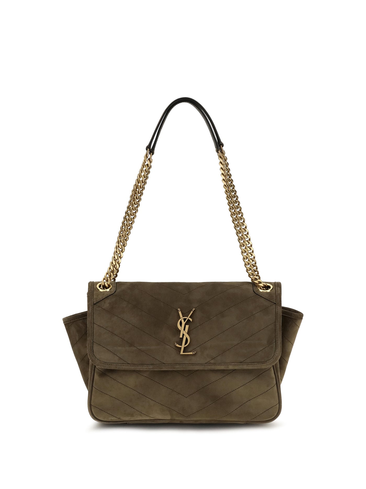 Saint Laurent Niki Tripouch Shoulder Bag — Beige Suede
