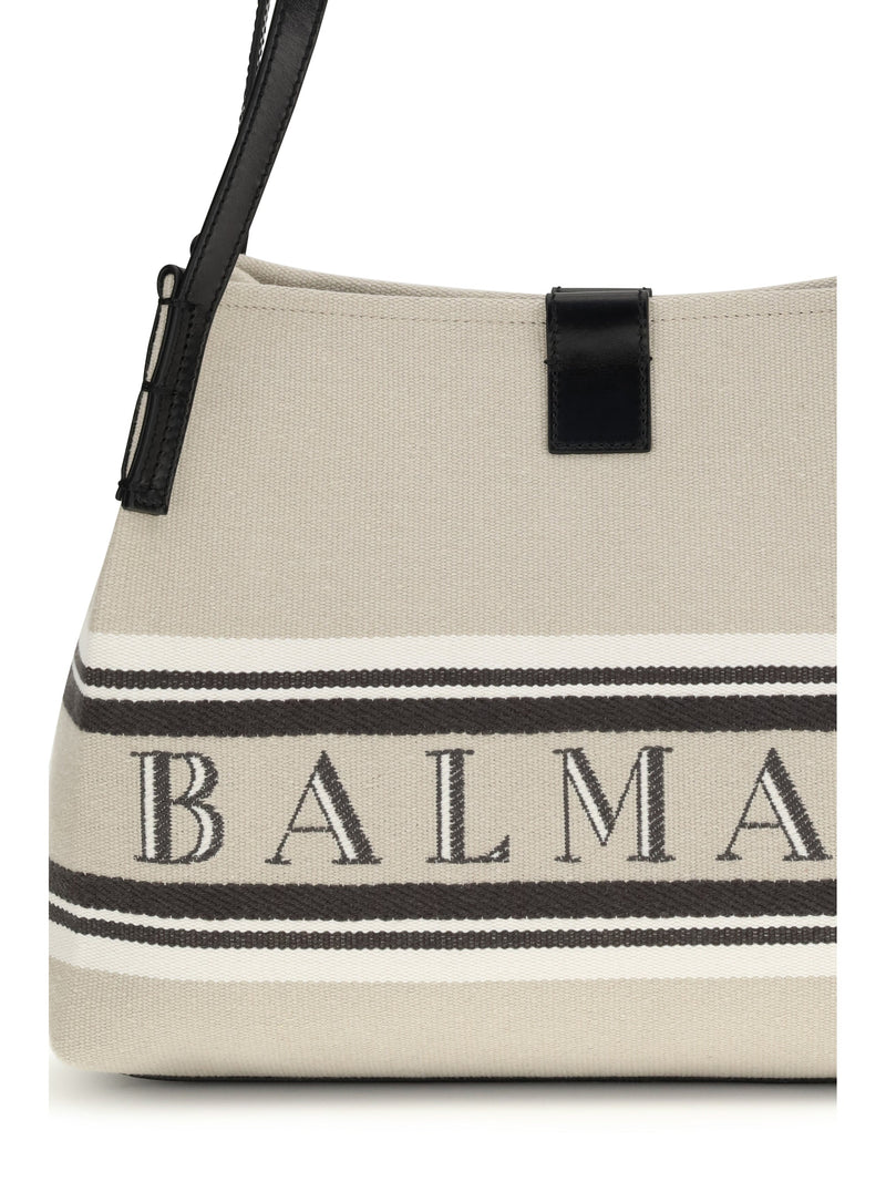 Balmain Shoulder Bag — Beige Cotton
