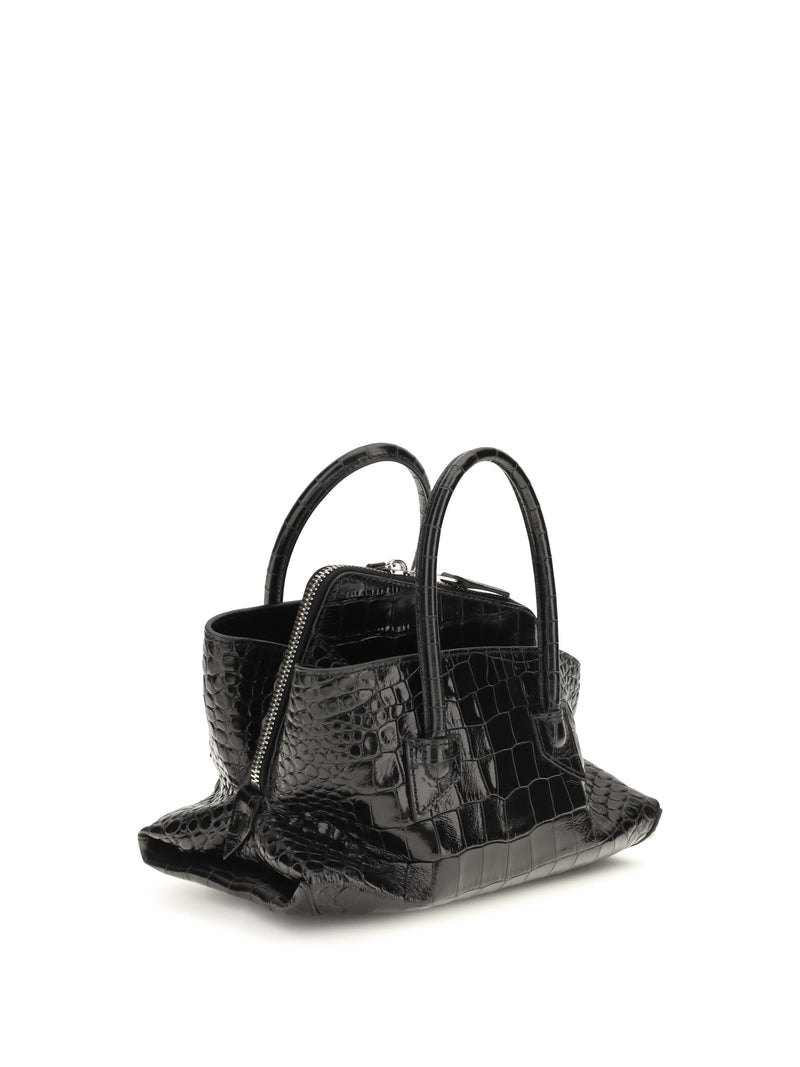 The Attico La Passeggiata Mini Top Handle Bag — Black Calf Leather Bos Taurus