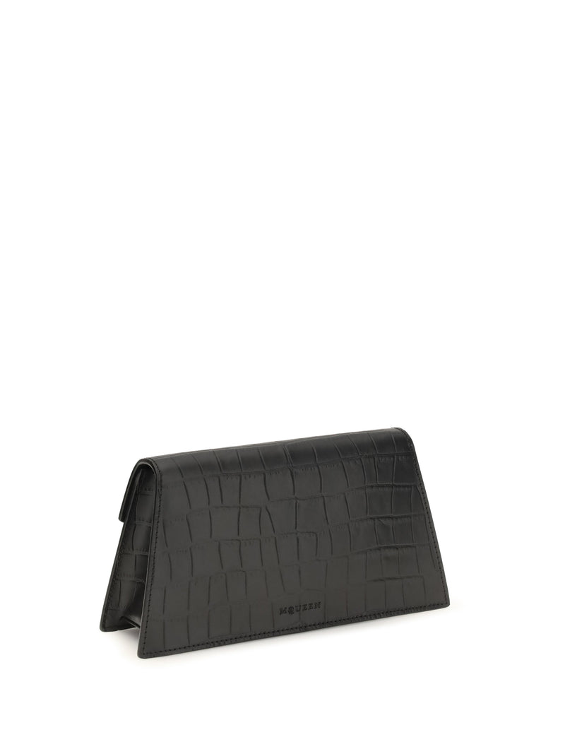 Alexander Mcqueen Crocodile-Embossed Calf Leather Clutch — Black Bos Taurus