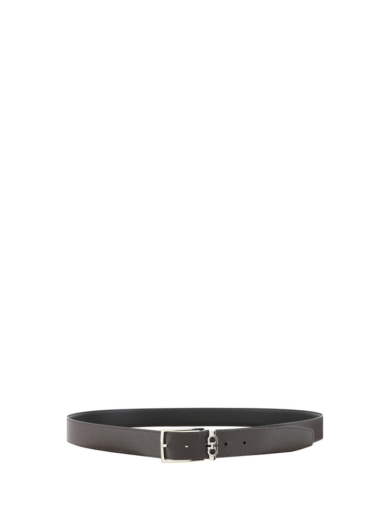 Ferragamo Reversible Grained Calf Leather Belt — Black