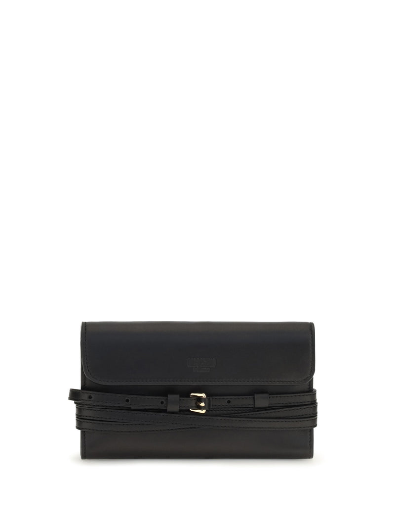 Moschino Goatskin Leather With Buckle Detail Wallet — Black (hircus Goatskin)