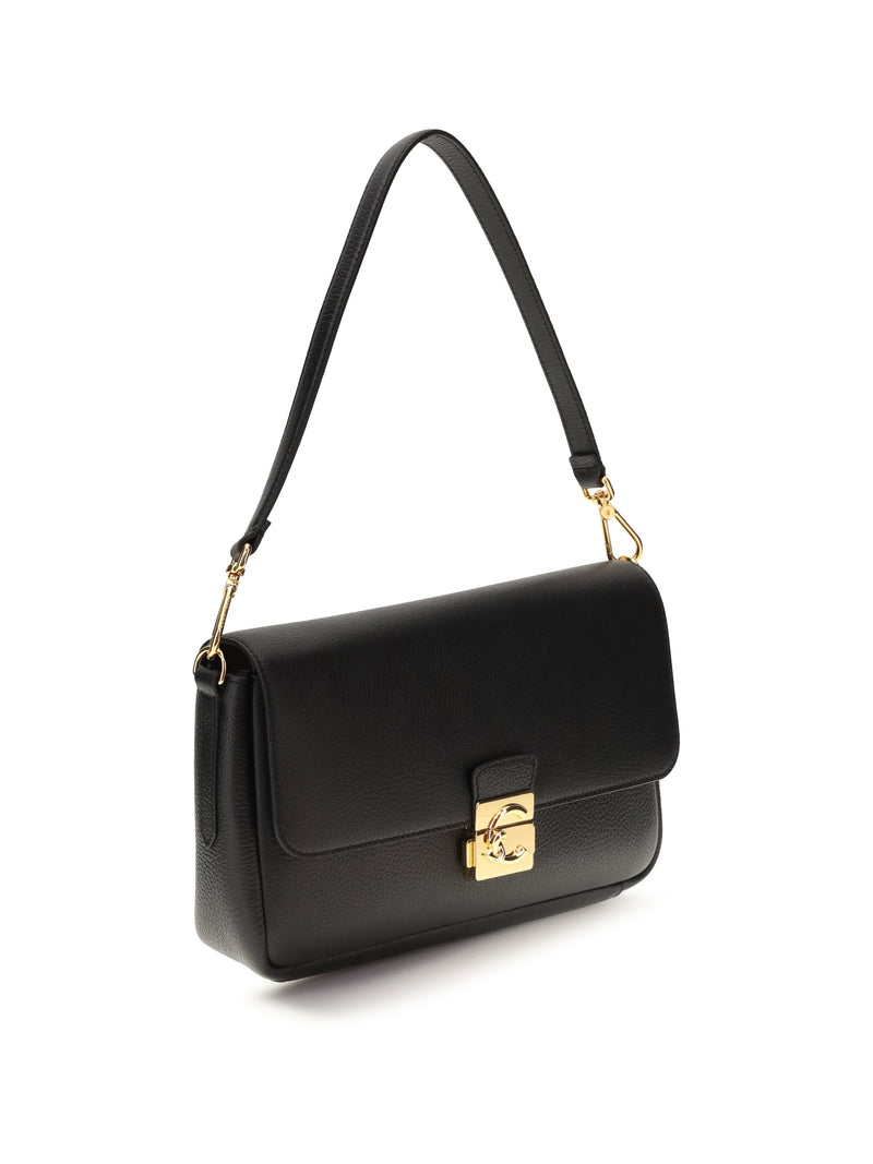 Coccinelle Shoulder Bag — Black Calf Leather Bos Taurus