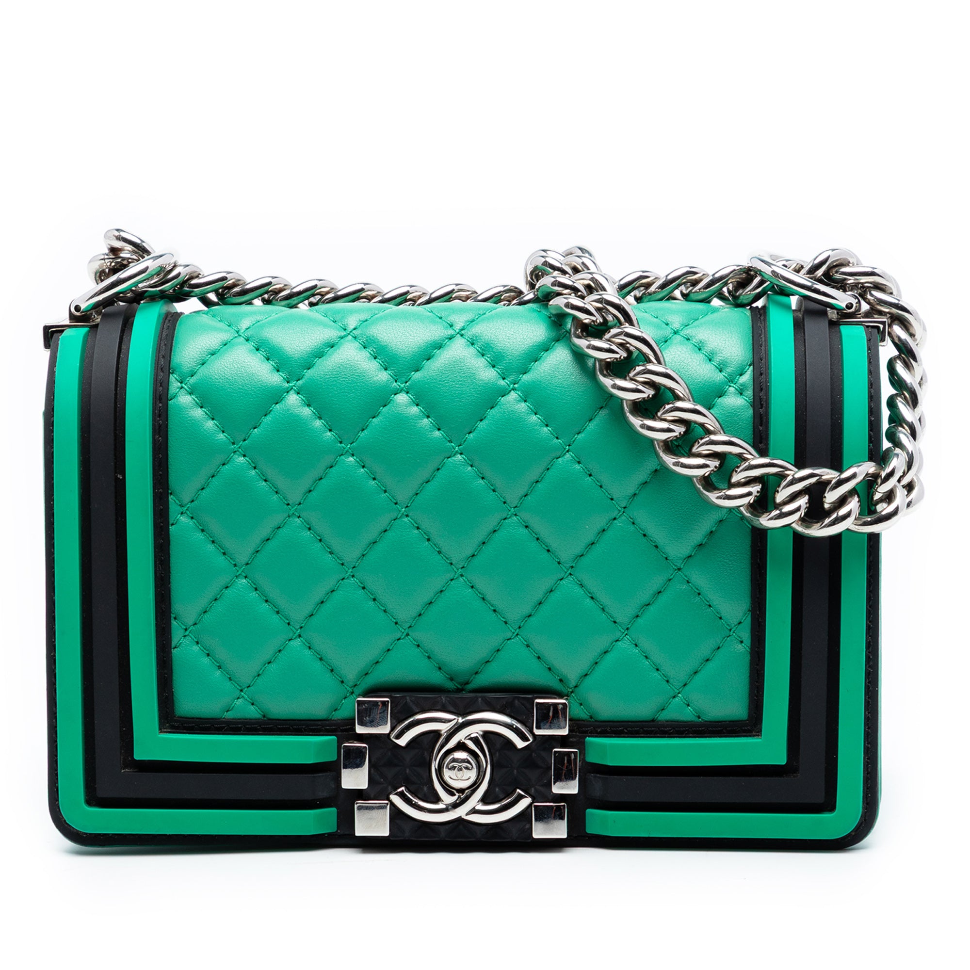 Small Bicolor Quilted Lambskin and Rubber Boy Flap - Image 1