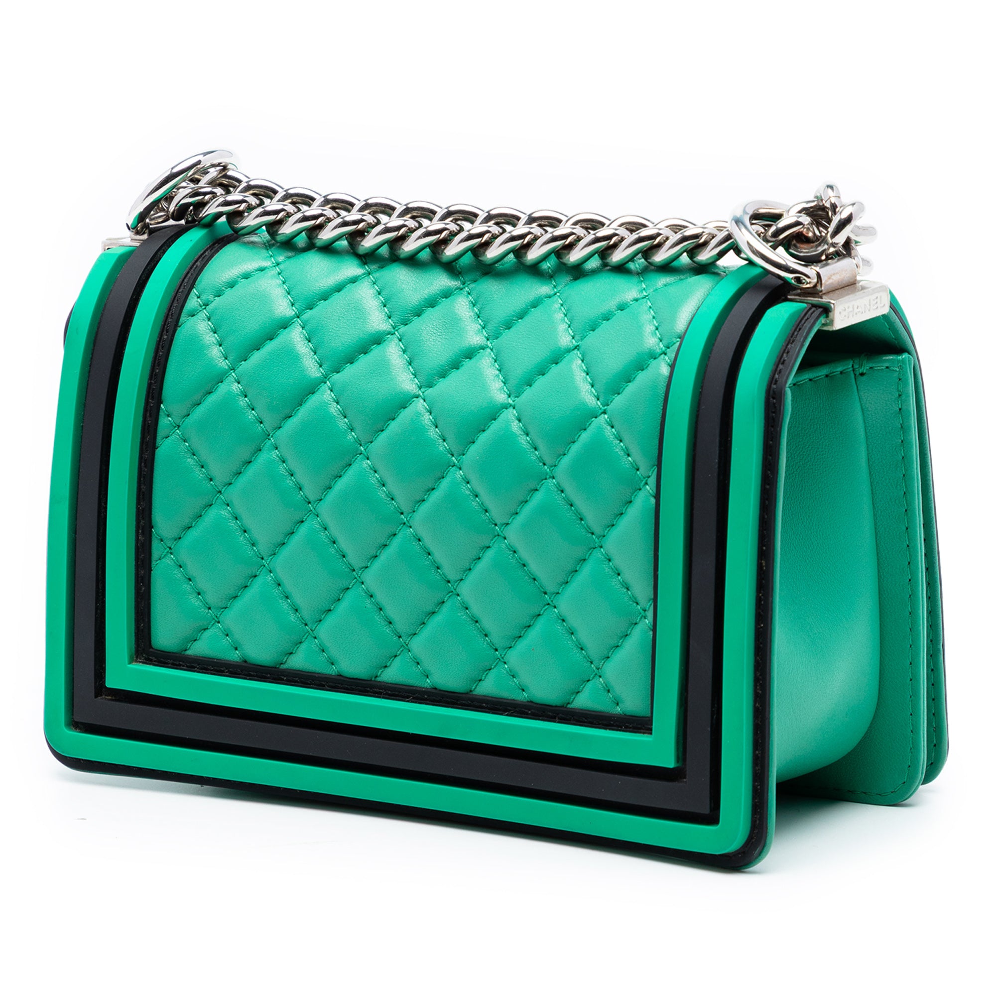 Small Bicolor Quilted Lambskin and Rubber Boy Flap - Image 2