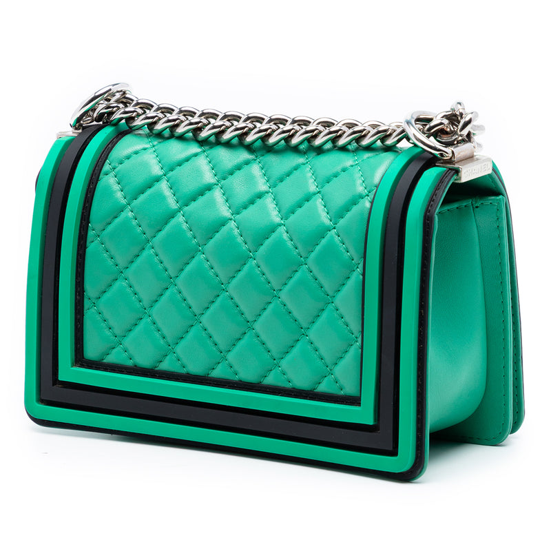 Small Bicolor Quilted Lambskin and Rubber Boy Flap - Image 2