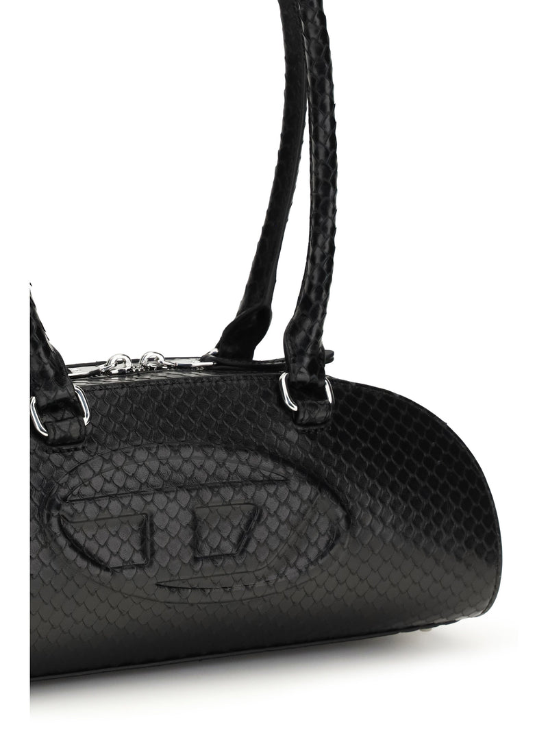 Diesel 1dr Dome Shoulder Bag — Black Calf Leather