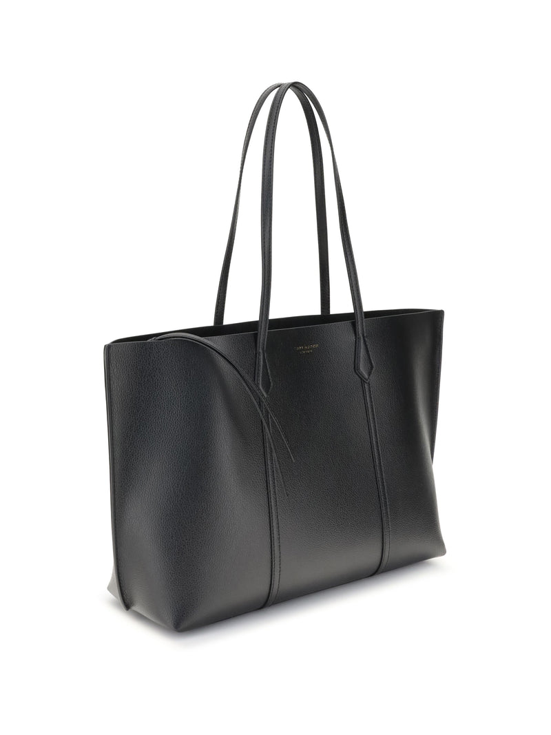 Tory Burch Perry Tote Bag — Black Calf Leather