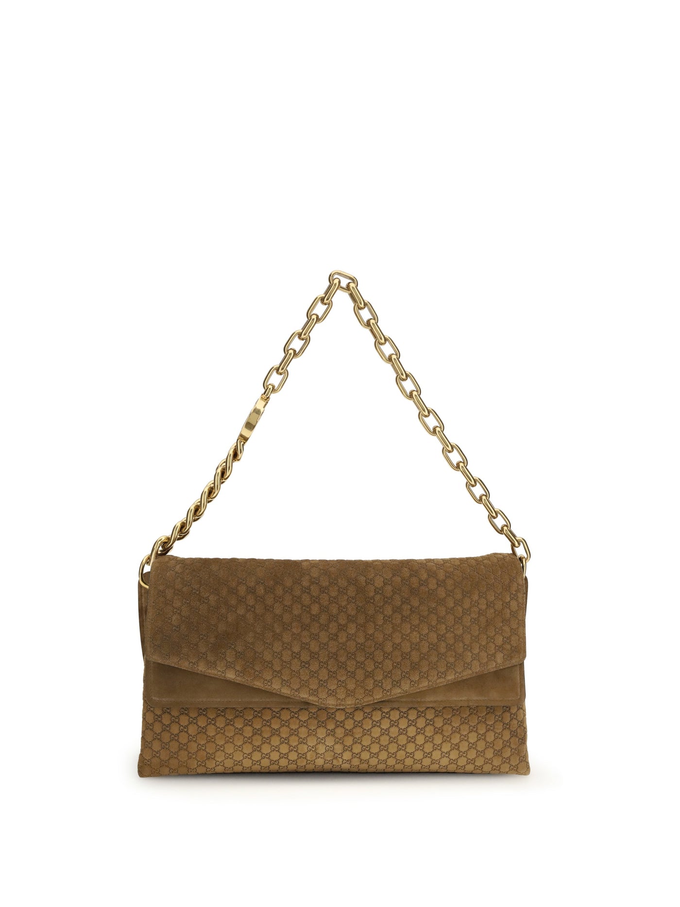 Gucci Embossed Gg Suede Shoulder Bag — Brown Outer: Suede; Inner: Fabric
