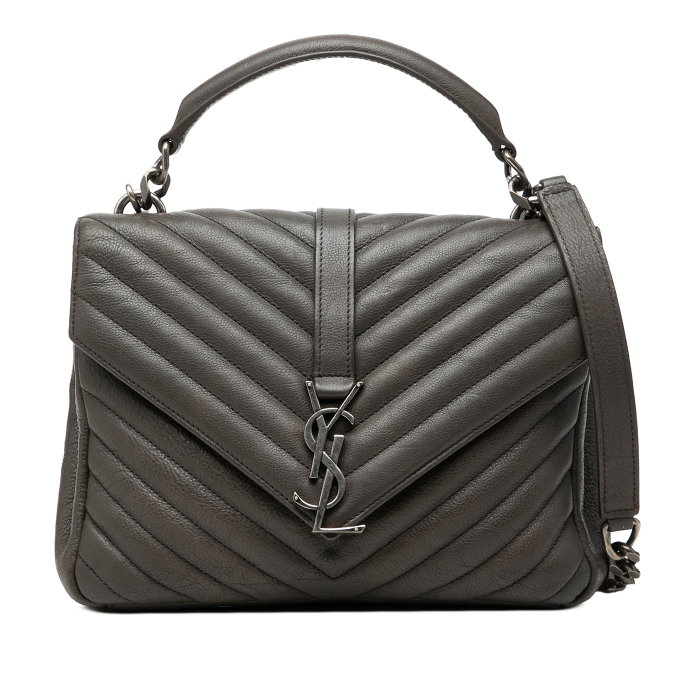 Medium Chevron Sheepskin Monogram College Satchel - Image 1